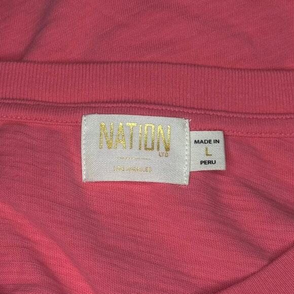 NWOT Nation Ltd Alix Oversized Henley Top in Babydoll Coral Size L - Picture 8 of 10